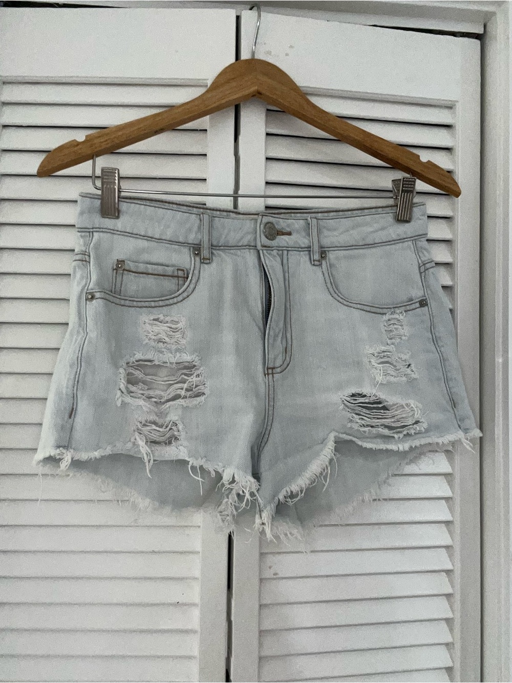 Garage Pale Blue Distressed Denim Cutoff Shorts